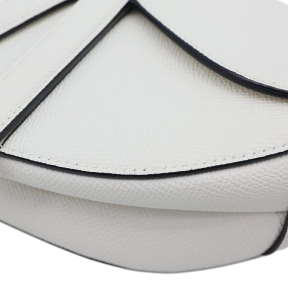 Christian Dior  Saddle Grained Calfskin Leather Shoulder Bag Off White - Picture 10 of 15